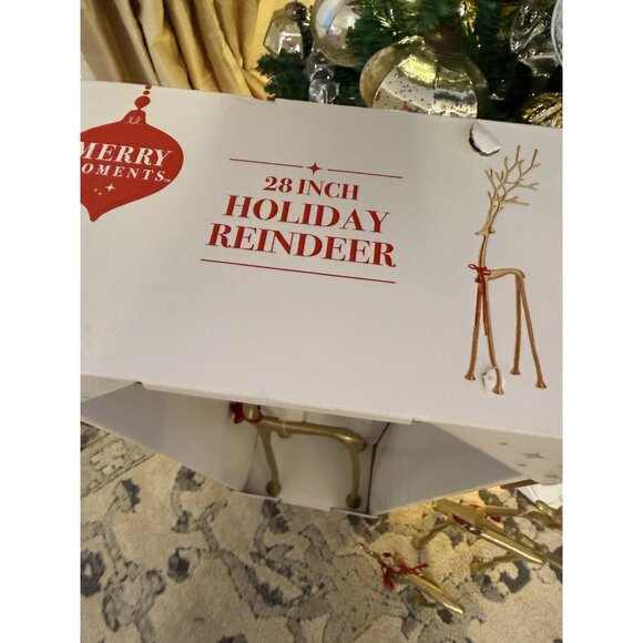 3 New Merry Moments Sculpted Gold Reindeer Classic Farmhouse Holiday Home Decor - Picture 5 of 13